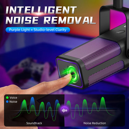 RGB Gaming Microphone Professional Dynamic Mic For Studio Broadcast Voice Computer Gamer Streaming Podcast Livestreaming Mic