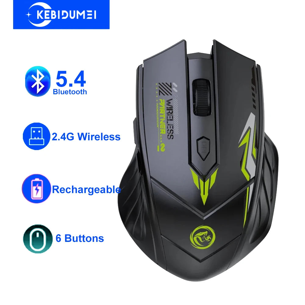 Bluetooth 5.4 Dual-Mode Wireless Mouse – Rechargeable, Silent, 6-Button