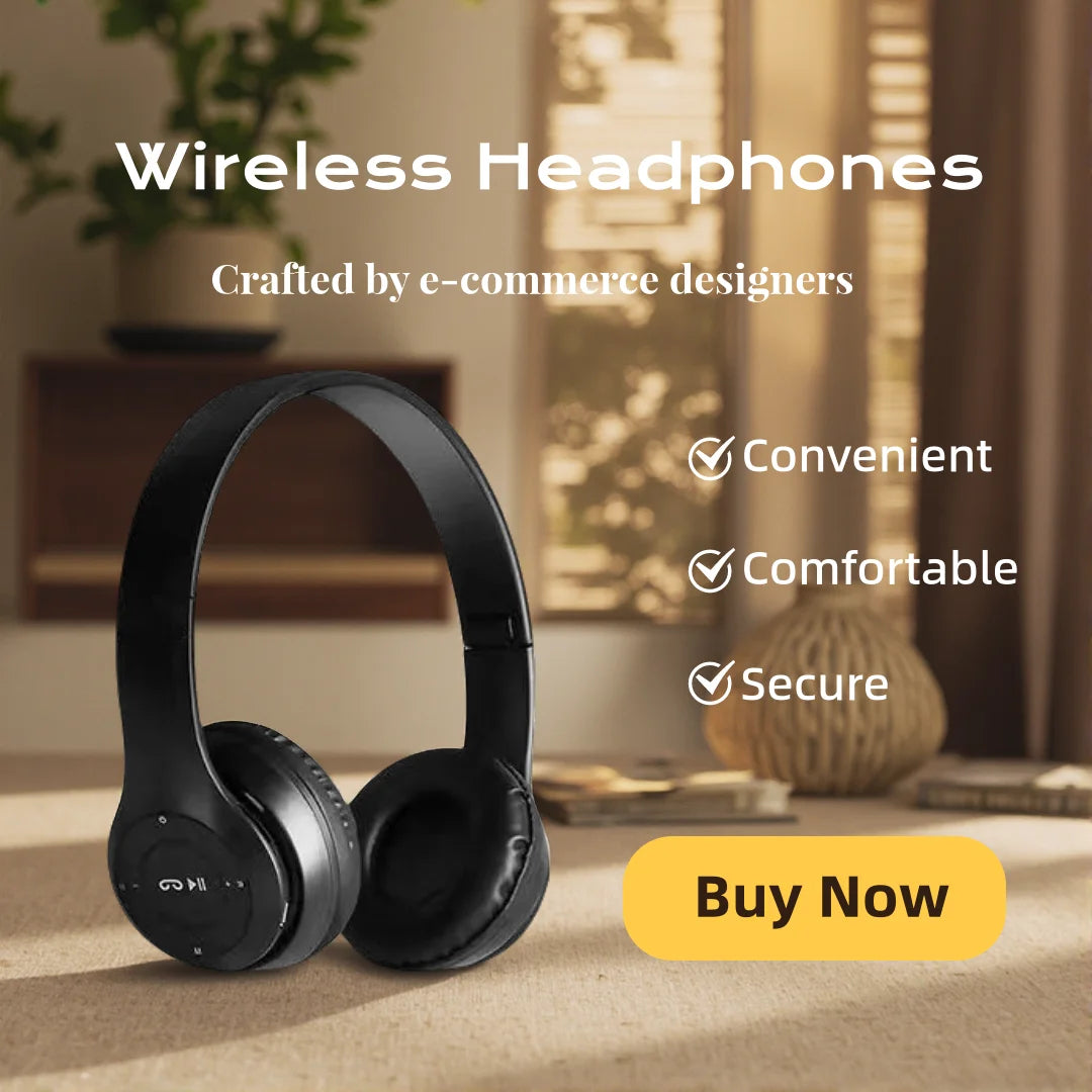 Foldable Bluetooth Wireless Headphones – Over-Ear with Mic & Volume Control