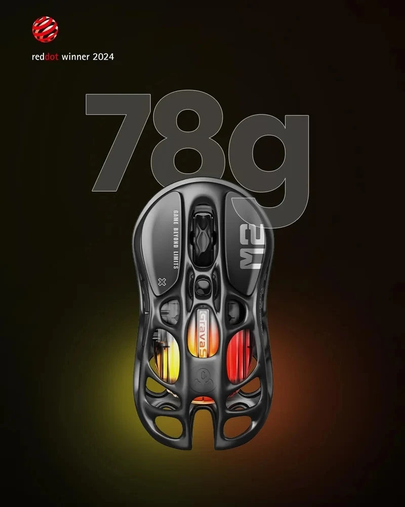 For GravaStar M1 M2 Gaming Mouse Magnesium Alloy Hollow Design Tri-Mode Wireless Wired Custom RGB Mice PC E-Sports Gifts