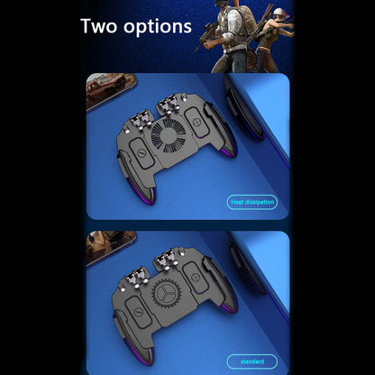 6 Finger Mobile Shooting Gaming Button Trigger Gamepad with Cooling Fan for PUBG Mobile Trigger Joypad Game Console