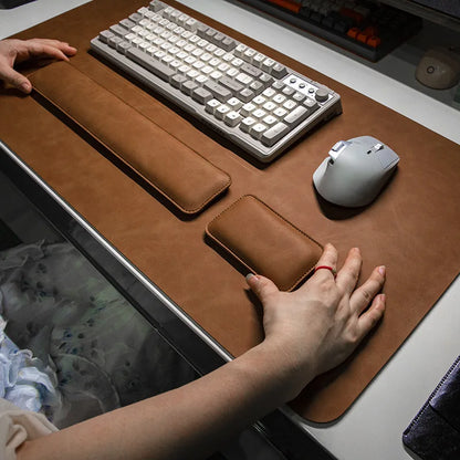 Waterproof PU Desk Mat Set – Large Non-Slip Mouse & Keyboard Pads with Wrist Rest