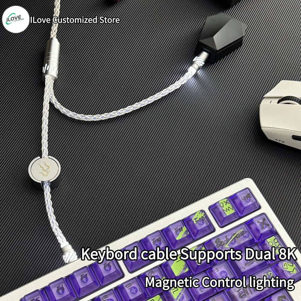 Magnetic axis keyboard cable Supports Dual 8k Magnetic Control lighting 1-to-2 TYPE-C  mechanical keyboard cable USB - TYPE C