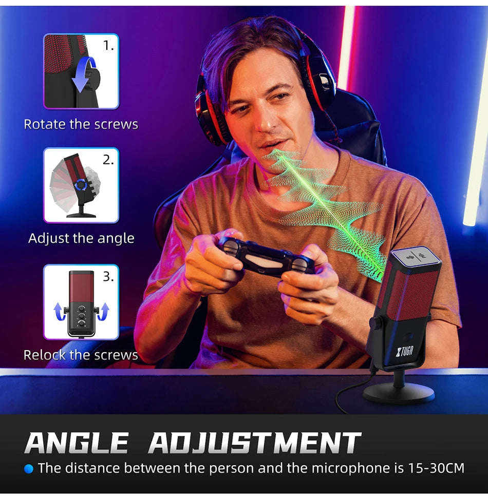 RGB Gaming Microphone Professional Dynamic Mic For Studio Broadcast Voice Computer Gamer Streaming Podcast Livestreaming Mic