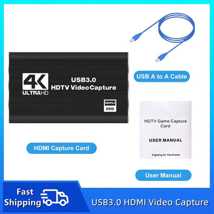 TABLLYUGE 4K USB 3.0 HDMI Video Capture Card for PC & PS4