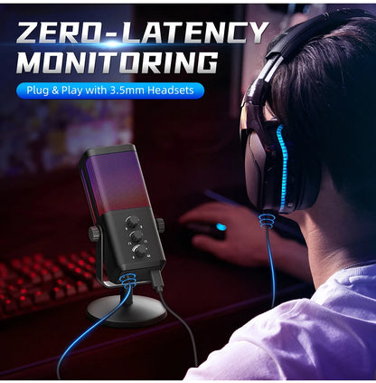 RGB Gaming Microphone Professional Dynamic Mic For Studio Broadcast Voice Computer Gamer Streaming Podcast Livestreaming Mic