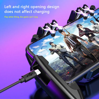 6 Finger Mobile Shooting Gaming Button Trigger Gamepad with Cooling Fan for PUBG Mobile Trigger Joypad Game Console