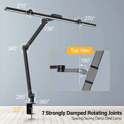 LED Clamp-On Desk Lamp – 24W Ultra-Bright, Auto-Dimming for Home & Office