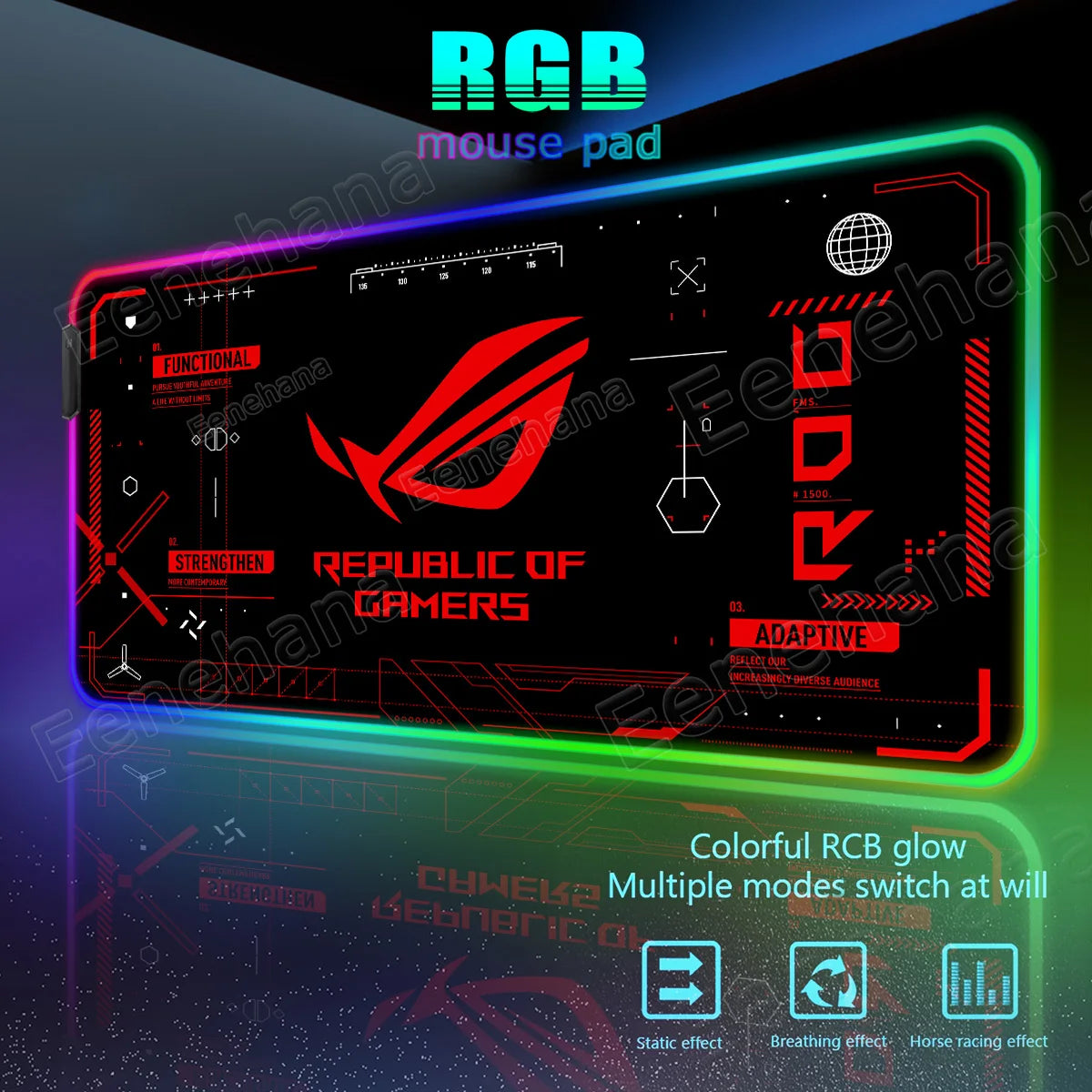 RGB ASUS XXL Gaming Mouse Pad – Black-Green LED Extended Desk Mat