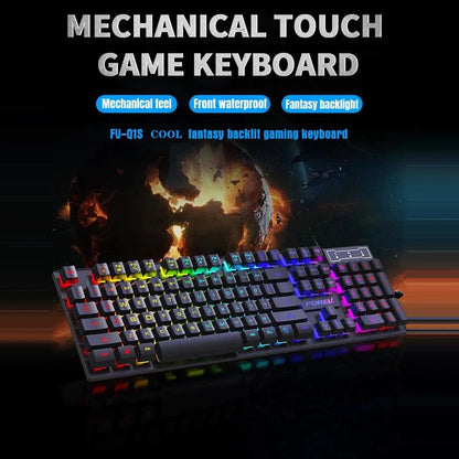 USB Wired RGB Gaming Keyboard – 104-Key Mechanical Feel, Windows PC
