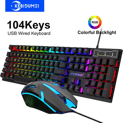 USB Wired RGB Gaming Keyboard – 104-Key Mechanical Feel, Windows PC