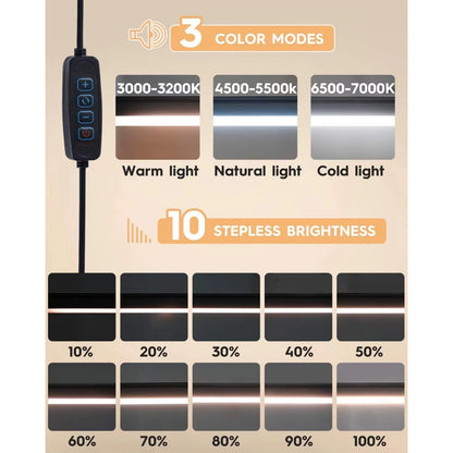 LED Desk Lamp with Rocker Arm – Adjustable, 10 Brightness Levels, 3 Lighting Modes