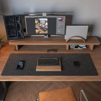 Felt Desk Mat – Large 31.5×15.7″ Mouse & Keyboard Pad, Dark Gray
