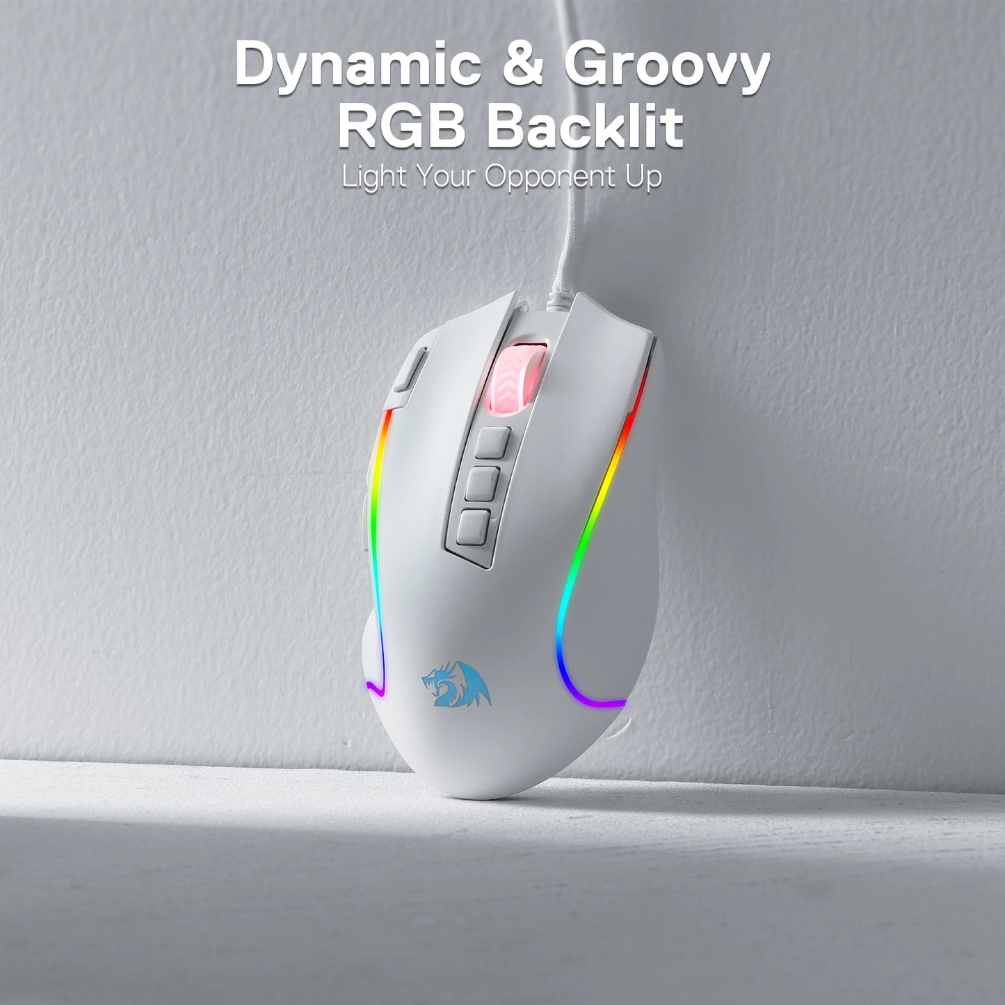 Redragon M612 Predator RGB Gaming Mouse – 8000 DPI, Wired, White