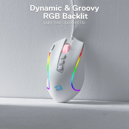 Redragon M612 Predator RGB Gaming Mouse – 8000 DPI, Wired, White