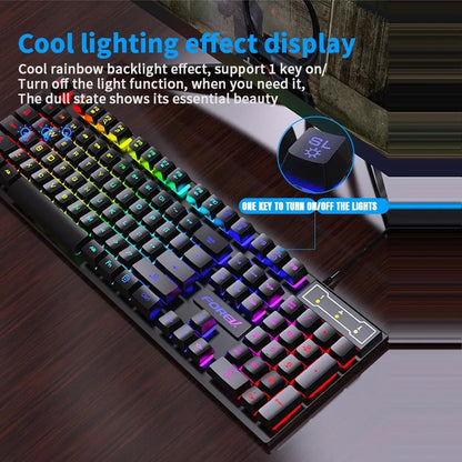 USB Wired RGB Gaming Keyboard – 104-Key Mechanical Feel, Windows PC