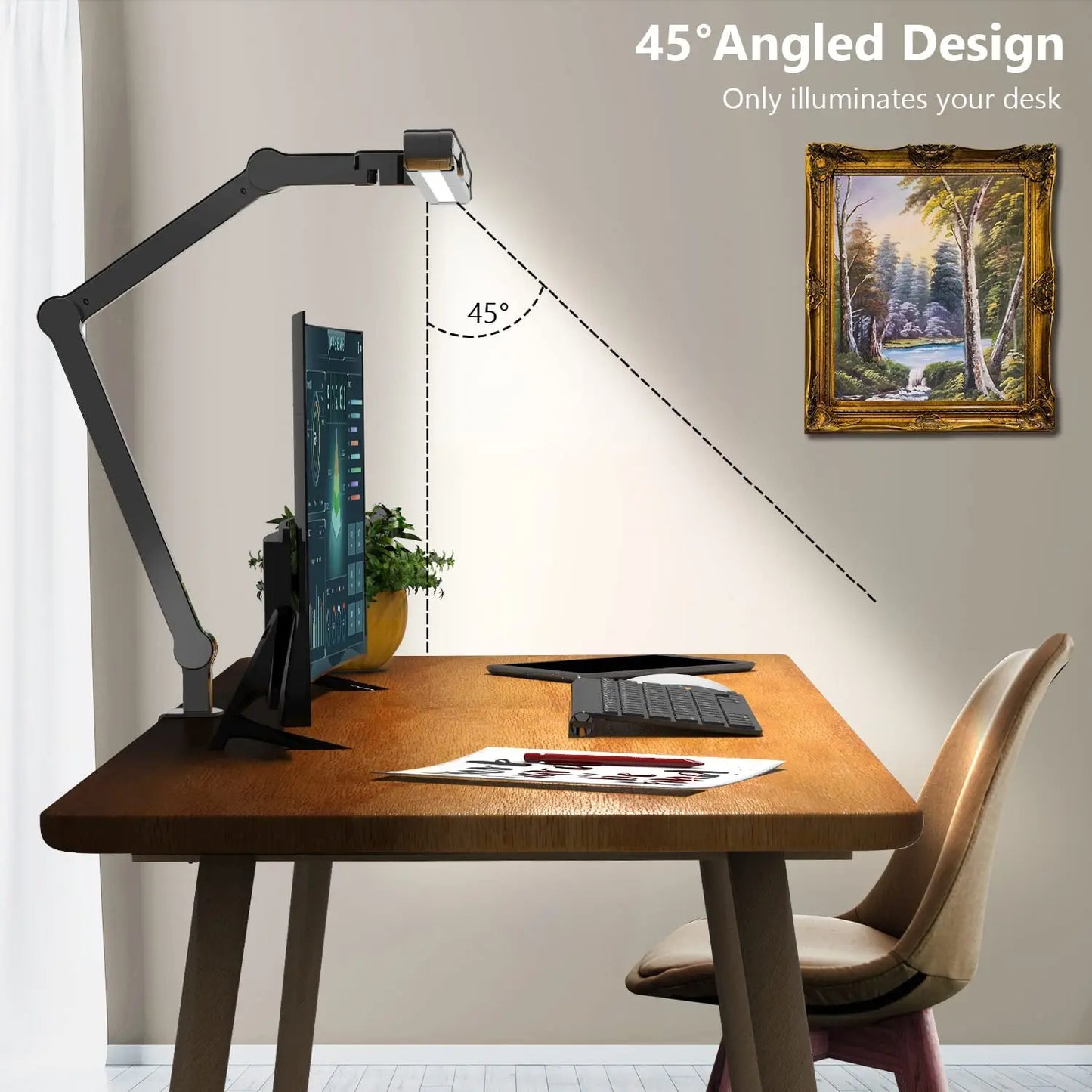 LED Clamp-On Desk Lamp – 24W Ultra-Bright, Auto-Dimming for Home & Office
