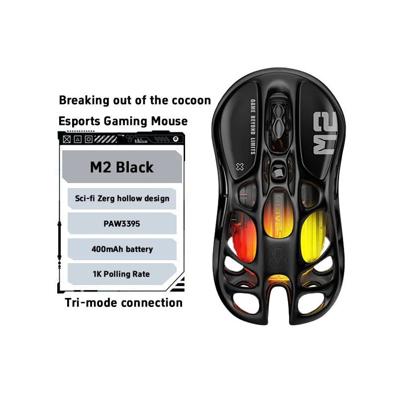 For GravaStar M1 M2 Gaming Mouse Magnesium Alloy Hollow Design Tri-Mode Wireless Wired Custom RGB Mice PC E-Sports Gifts