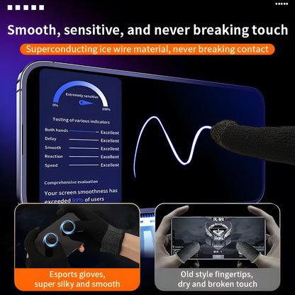 Sweat-Proof Game Gloves Luminous Finger Sleeve Breathable Finger Cots Cover Sensitive Mobile Touch Glove for PUBG Phone Games