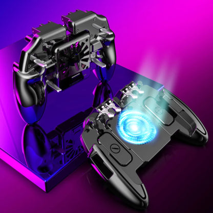 6 Finger Mobile Shooting Gaming Button Trigger Gamepad with Cooling Fan for PUBG Mobile Trigger Joypad Game Console