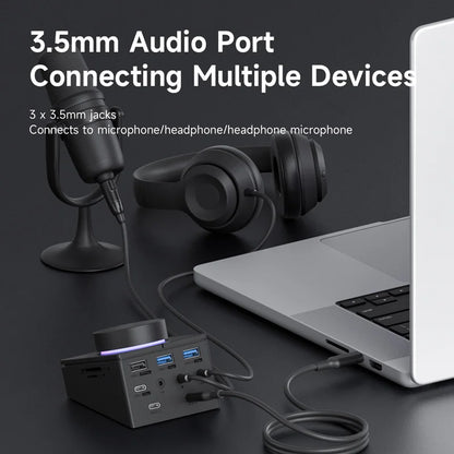 Hagibis Knob USB C Hub With Shortcut Buttons Type-C Docking Station Volume Adjustment Desktop Controller 2.5G RJ45 for Macbook