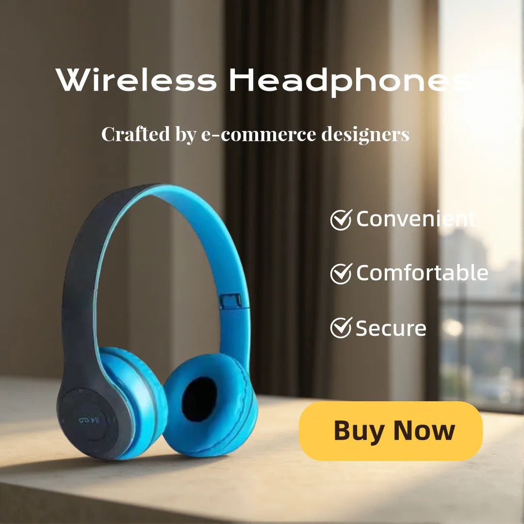 Foldable Bluetooth Wireless Headphones – Over-Ear with Mic & Volume Control