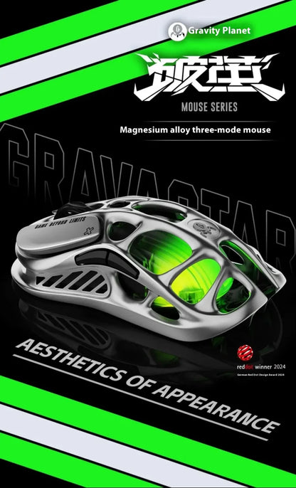 For GravaStar M1 M2 Gaming Mouse Magnesium Alloy Hollow Design Tri-Mode Wireless Wired Custom RGB Mice PC E-Sports Gifts