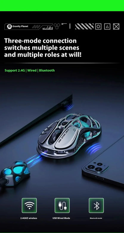 For GravaStar M1 M2 Gaming Mouse Magnesium Alloy Hollow Design Tri-Mode Wireless Wired Custom RGB Mice PC E-Sports Gifts