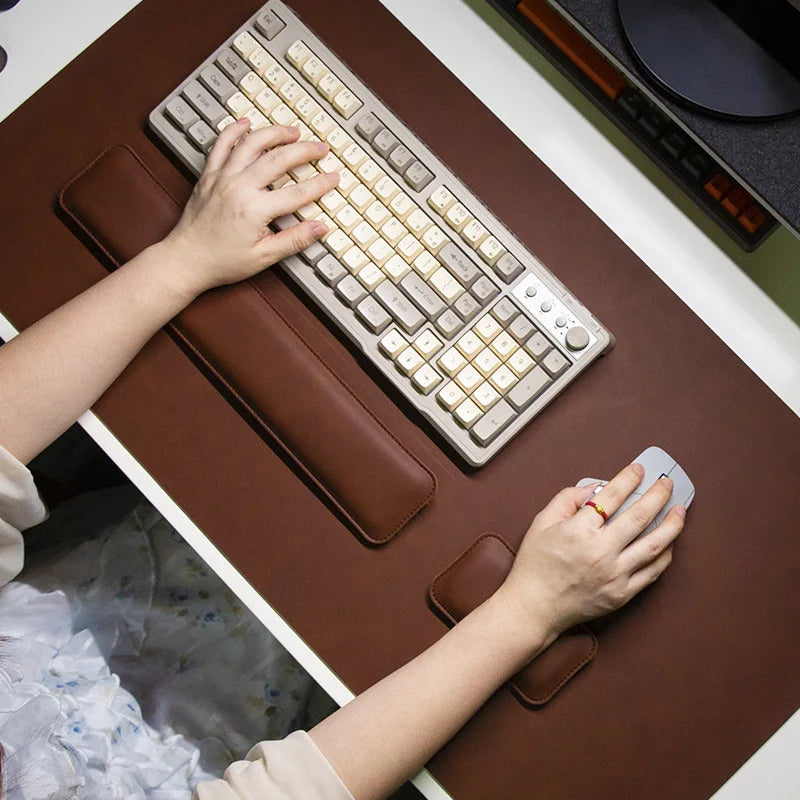 Waterproof PU Desk Mat Set – Large Non-Slip Mouse & Keyboard Pads with Wrist Rest