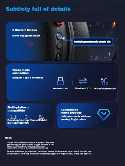 MCHOSE V9 PRO Wireless Gaming Headphones – 3-Mode Noise Reduction with Mic