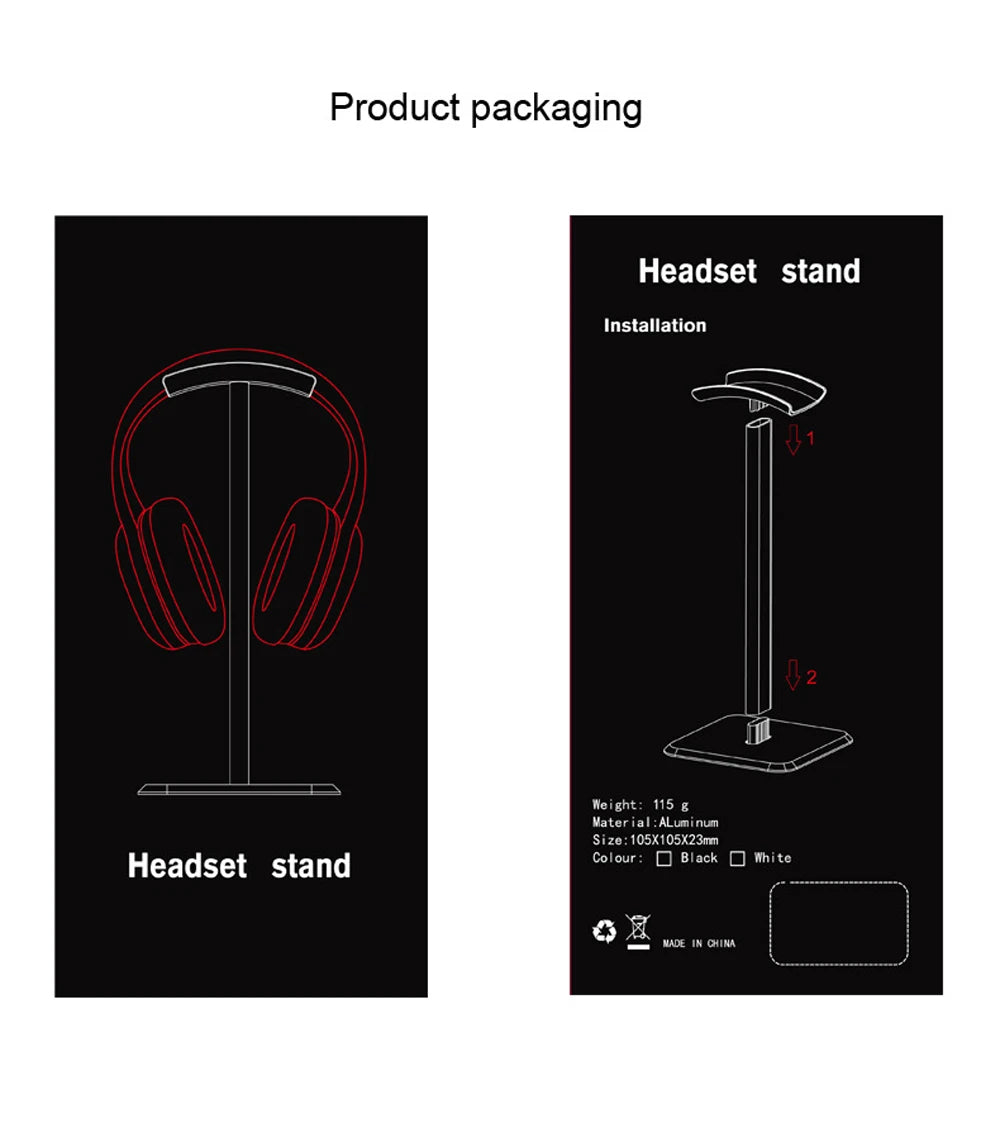 Universal Aluminum Headphone Stand – Flexible Metal Headset Holder