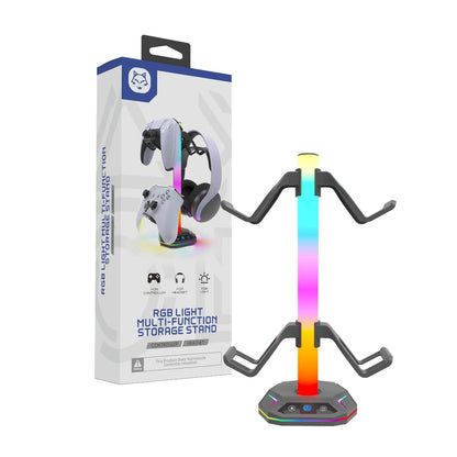 RGB Headphone & Controller Stand – 9 Light Modes for PS5/Xbox Desk