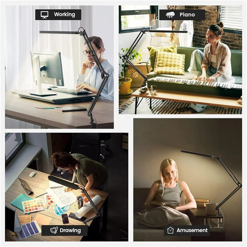LED Clamp-On Desk Lamp – 5 Light Modes with Auto Shut-Off, Eye-Caring