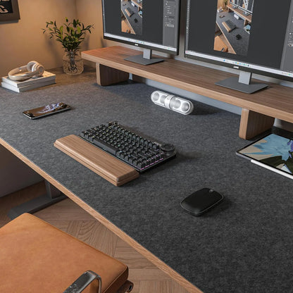 Felt Desk Mat – Large 31.5×15.7″ Mouse & Keyboard Pad, Dark Gray