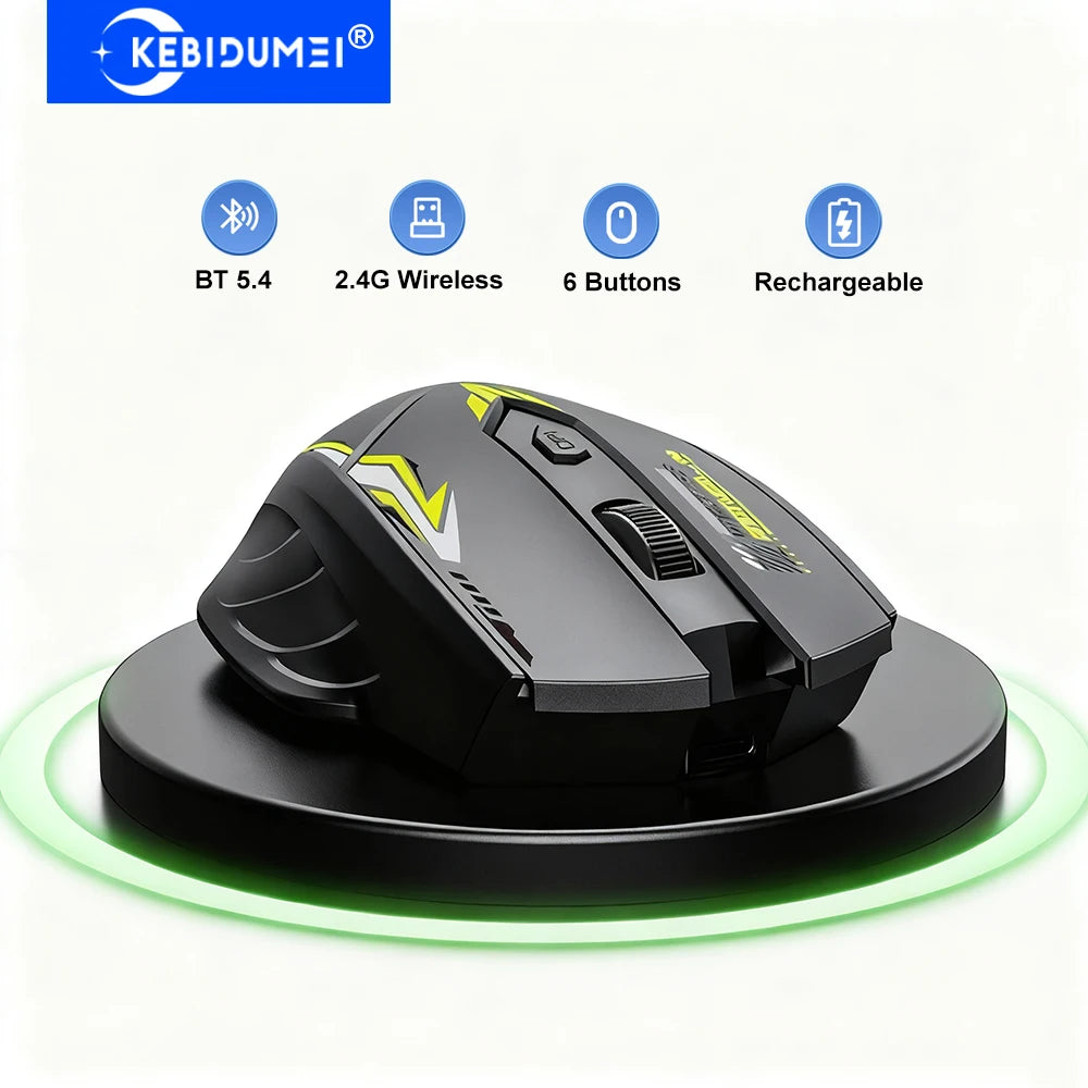 Bluetooth 5.4 Dual-Mode Wireless Mouse – Rechargeable, Silent, 6-Button