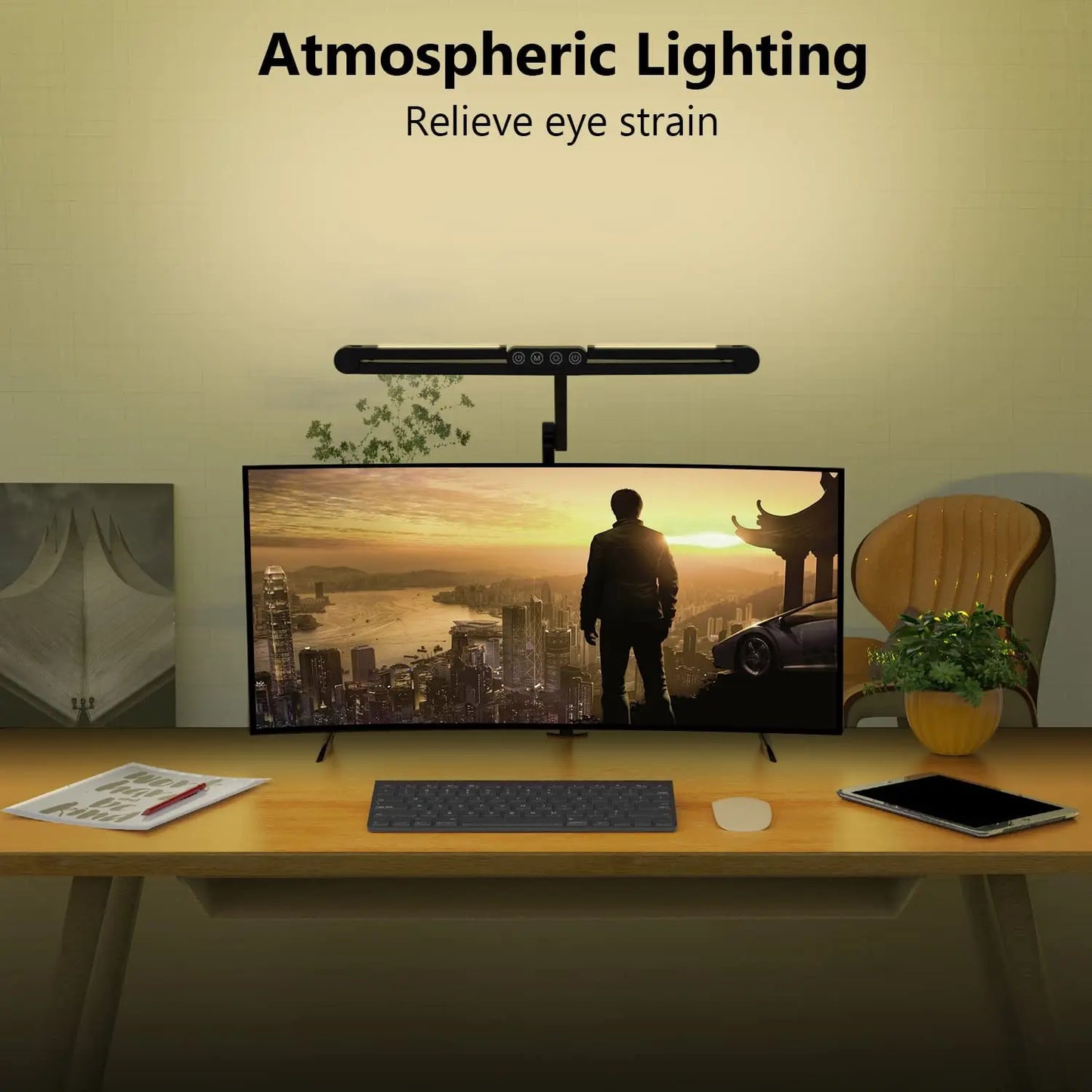 LED Clamp-On Desk Lamp – 24W Ultra-Bright, Auto-Dimming for Home & Office