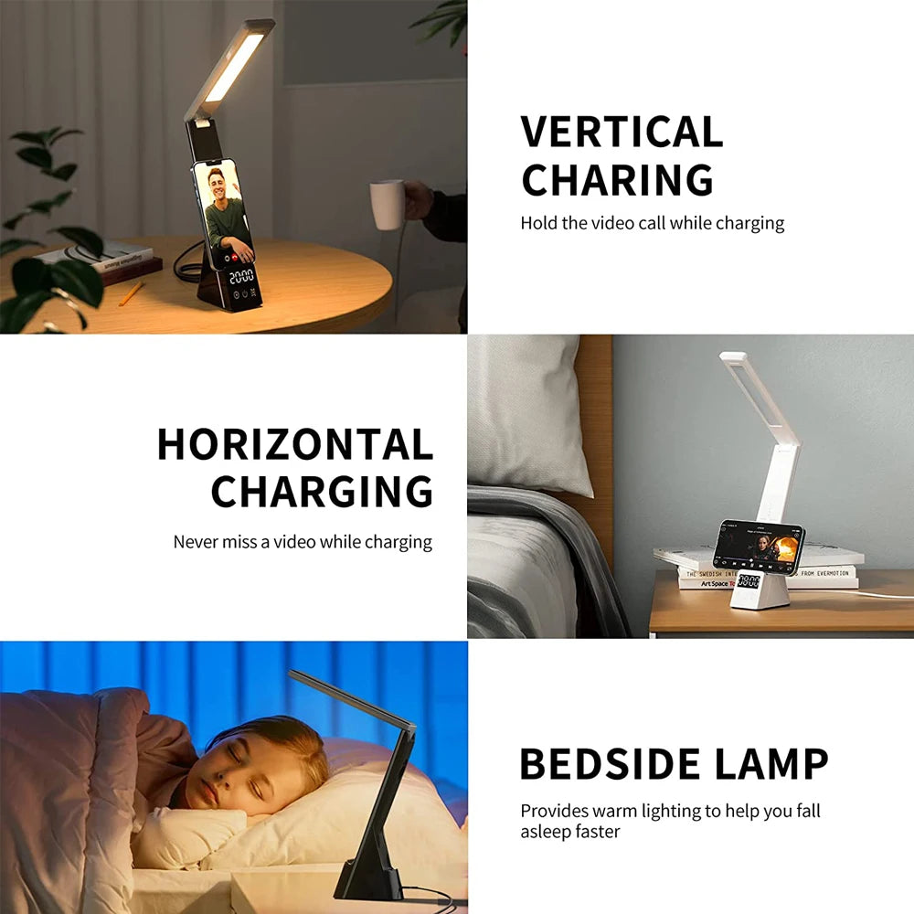 Multifunctional LED Desk Lamp – 3 Lighting Modes, Touch Dimming, Clock & Alarm