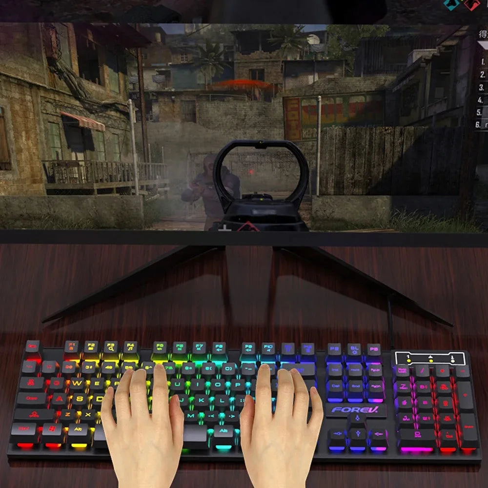 USB Wired RGB Gaming Keyboard – 104-Key Mechanical Feel, Windows PC