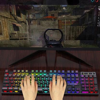 USB Wired RGB Gaming Keyboard – 104-Key Mechanical Feel, Windows PC