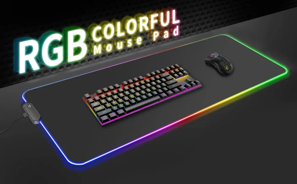 Redragon RGB LED Gaming Mouse Pad – Anti-Skid Desk Mat for PC & Laptop