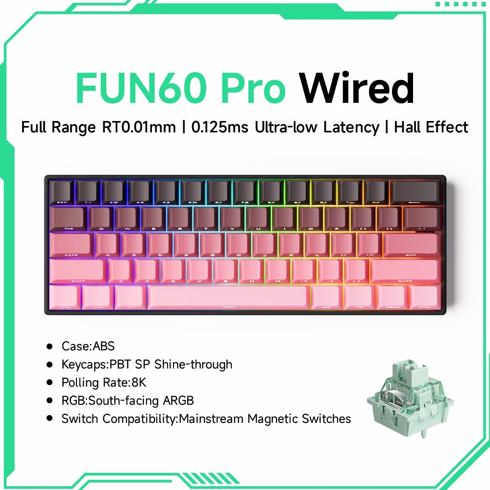 Akko MonsGeek FUN60 60% Mechanical Gaming Keyboard – Magnetic Switch, 8K ARGB