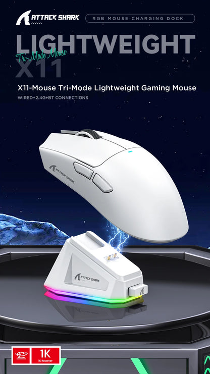ATTACK SHARK X11 Wireless Gaming Mouse – RGB, 22K DPI, PAW3311 Sensor