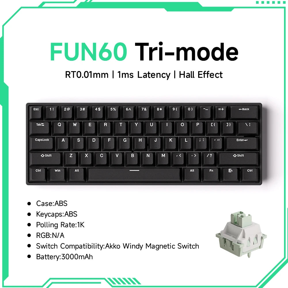 Akko MonsGeek FUN60 60% Mechanical Gaming Keyboard – Magnetic Switch, 8K ARGB