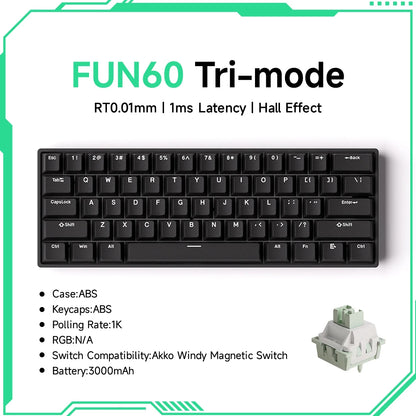 Akko MonsGeek FUN60 60% Mechanical Gaming Keyboard – Magnetic Switch, 8K ARGB