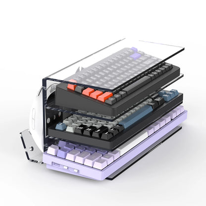 Keyboard Mouse Desktop Organizer Acrylic 3 Tier Stand Frame Shelf Lightweight Keyboard Storage Tool For Study Room Exhibition