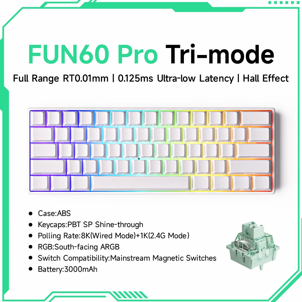 Akko MonsGeek FUN60 60% Mechanical Gaming Keyboard – Magnetic Switch, 8K ARGB
