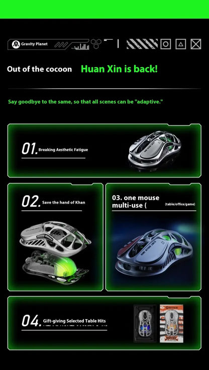 For GravaStar M1 M2 Gaming Mouse Magnesium Alloy Hollow Design Tri-Mode Wireless Wired Custom RGB Mice PC E-Sports Gifts