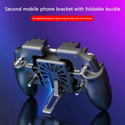 6 Finger Mobile Shooting Gaming Button Trigger Gamepad with Cooling Fan for PUBG Mobile Trigger Joypad Game Console