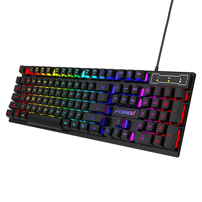 USB Wired RGB Gaming Keyboard – 104-Key Mechanical Feel, Windows PC