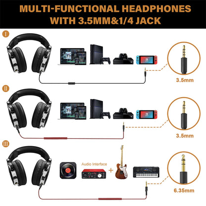 OneOdio Wired Professional Studio Headphones – DJ Over-Ear with Mic, Hi-Res